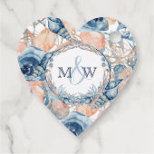 Nautische Bruiloft Strand Zee Shell Flowers Bedankjes Labels (Achterkant)