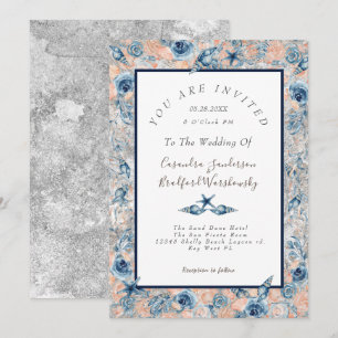 Nautische bruiloft strand Zee Shell Flowers Roos G Kaart