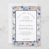 Nautische bruiloft Strand Zee Shell Flowers Roos N Kaart (Voorkant)