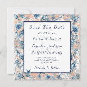 Nautische Bruiloft Strand Zee Shell Flowers Save The Date (Voorkant)