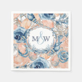 Nautische Bruiloft Strand Zee Shell Flowers Servet (Voorkant)