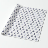 Nautische bruiloft van Navy Blue en White Anchor Cadeaupapier (Uitgerold)