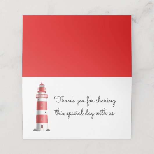 Nautische bruiloft vuurtoren strand zomer rood (Buitenkant ongevouwen)