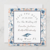 Nautische Bruiloft Waterverf Zeeschelpen Rozen Save The Date (Voorkant)