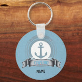 Nautische CAPITEIN Gepersonaliseerd Cadeau - Blauw Sleutelhanger (Voorkant)