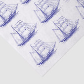 Nautische Clipper schip zeilboot - DIY kleuren bla Tissuepapier (Detail)