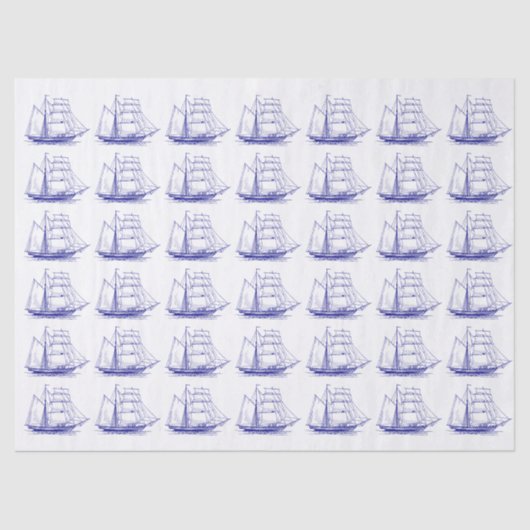 Nautische Clipper schip zeilboot - DIY kleuren bla Tissuepapier (Voorkant)