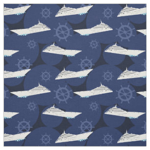 Nautische cruiseschepen Modern blauw wit patroon Stof