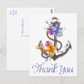 Nautische dank u Boat Anchor Floral Briefkaart (Voorkant / Achterkant)