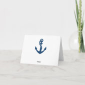Nautische dank u Navy Blue Anchor Beach Wedding Kaart (Achterkant)