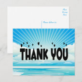 Nautische dank u Ocean Sunrise Blauw & Wit Briefkaart (Voorkant / Achterkant)