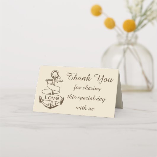 Nautische dank u schip anker bruine bruiloft liefd (Voorkant)