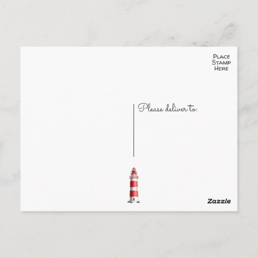 nautische dank u vuurtoren bruiloft strand zomer briefkaart (Achterkant)