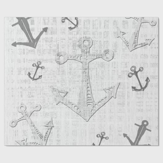 Nautische decoupage zwart-wit inpakpapier (Vlak)