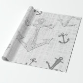 Nautische decoupage zwart-wit inpakpapier (Uitgerold)