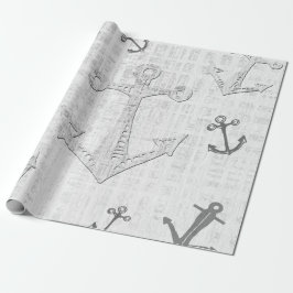 Nautische decoupage zwart-wit inpakpapier