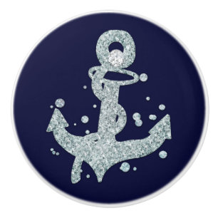 Nautische diamanten anker bling glam strand chic keramische knop