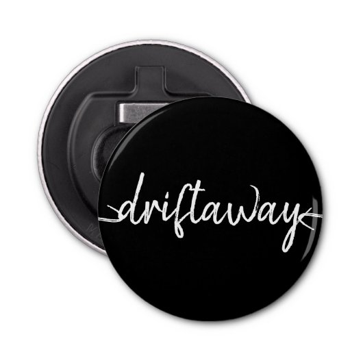 nautische DRIFT AWAY-letters | Button Flesopener (Voorkant)