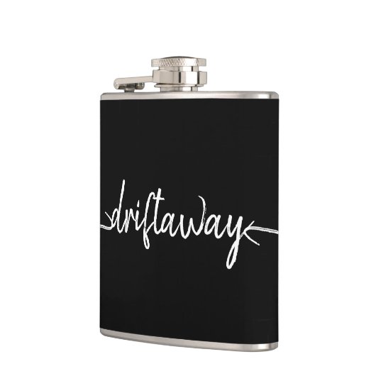 nautische DRIFT AWAY-scriptletters Heupfles (Links)