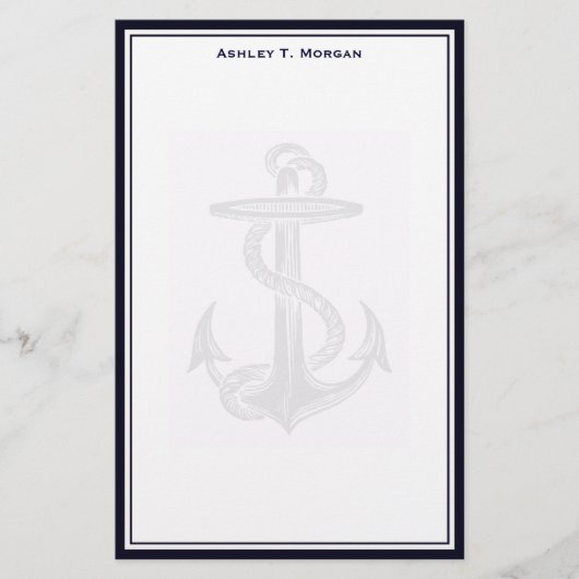 Nautische eenvoud DK Blauw / Wit Gepersonaliseerd Briefpapier (Voorkant)