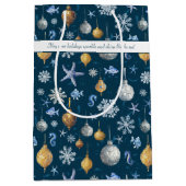 Nautische Elementen & Kust Sneeuwvlokken Vakantie Medium Cadeauzakje (Voorkant)