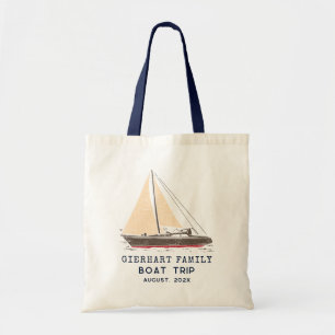 Nautische familie boottocht zeilen gepersonaliseer tote bag