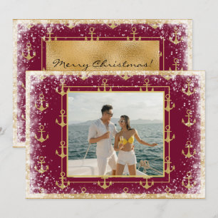 Nautische foto rode kerst Kerstkaart