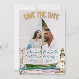 Nautische Foto Zeilboot Flat Save The Date Kaart
