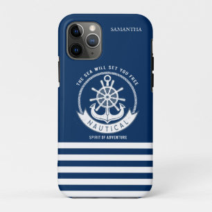 Nautische Geest Anker, Wiel, Marineblauw iPhone 11 Pro Hoesje