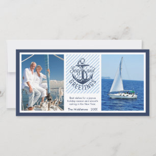 Nautische groeten met de feestdagen - Marineblauw  Feestdagenkaart