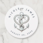 Nautische hart touw anker kust marine bruiloft bedankjes labels (Voorkant)