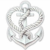 Nautische hart touw anker kustbruiloft sticker (Voorkant)
