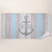 Nautische Houten Boot Anker Naam Strandlaken (Voorkant)