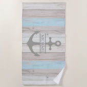 Nautische Houten Boot Anker Naam Strandlaken (Voorkant)