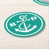 Nautische Initialen Ronde Kartonnen Onderzetter (Gebogen)