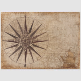 Nautische Kaart Sailboot Compass Decoupage Achterg Tissuepapier