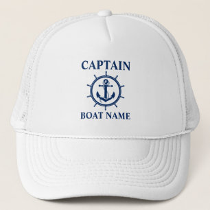 Nautische kapitein Boat Name Anchor Rope Wheel Trucker Pet