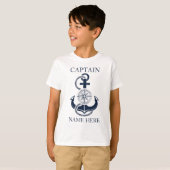 Nautische Kapitein Boot Naam Blue Anchor T-shirt (Voorkant volledig)