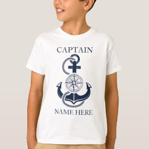 Nautische Kapitein Boot Naam Blue Anchor T-shirt