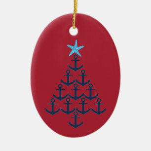Nautische kerstboom keramisch ornament