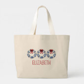 Nautische Kerstman Life Preserver met boog Grote Tote Bag (Achterkant)