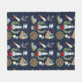 Nautische Kerstmis Fleece Deken (Voorkant (Horizontaal))