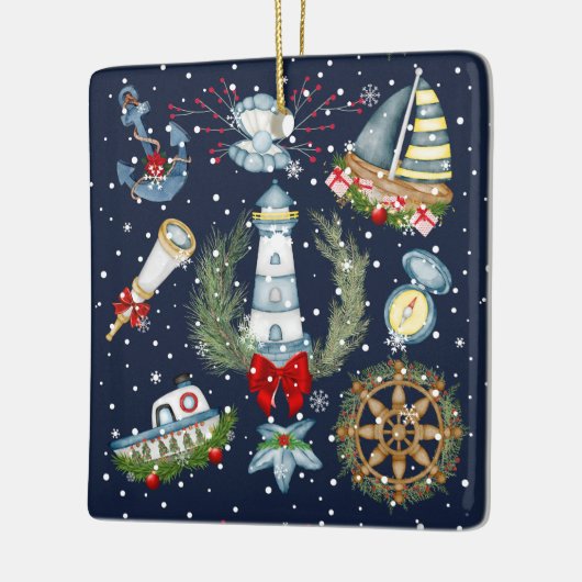 Nautische Kerstmis Keramisch Ornament (Links)