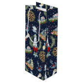 Nautische Kerstmis Wijn Cadeautas (Voorkant Gekanteld)