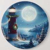 Nautische Kerstvuurtoren Ronde Button 6,0 Cm (Voorkant)