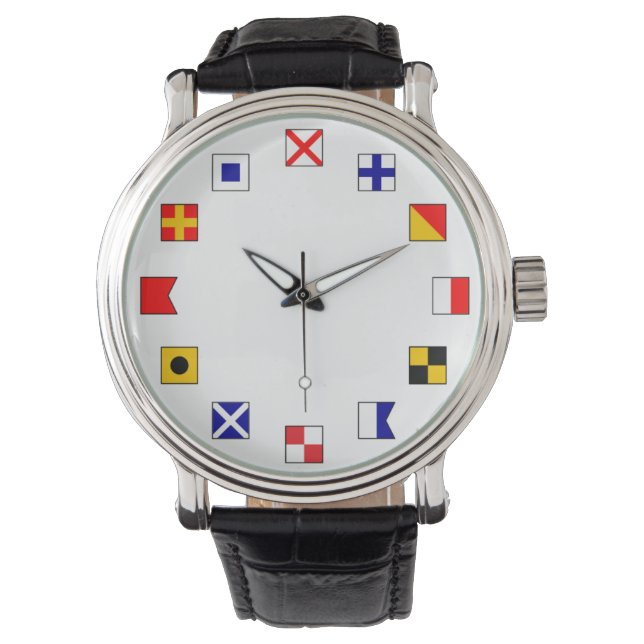 Nautische Kleur Zeilen Vlaggen voor Zeilers Horloge (Voorkant)