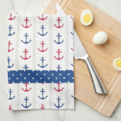 Nautische kleuren: rood, wit theedoek (Quarter Fold)