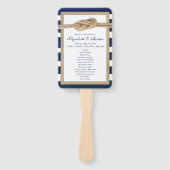 Nautische Knoop Burlap Navy Stripes Trouwprogramma Handwaaier (Voorkant)