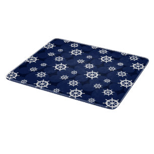 Nautische kombuis Schepen Wielen Marine Blauw en W Snijplank