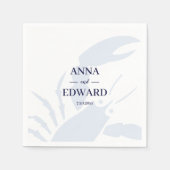 nautische kreeft bruiloft papieren servetten (Voorkant)